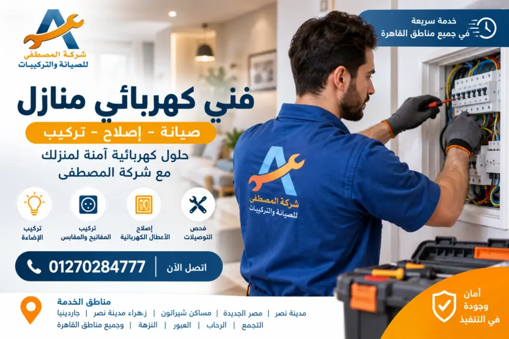 فني كهربائي منازل في القاهرة شركة المصطفى